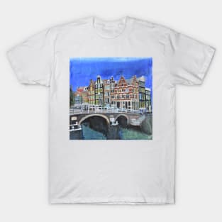 Amsterdam, Canals and Bridge, T-Shirt